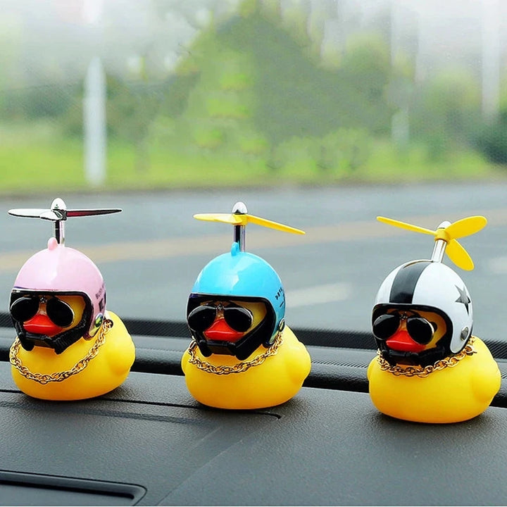 Car Duck With Helmet Broken Wind