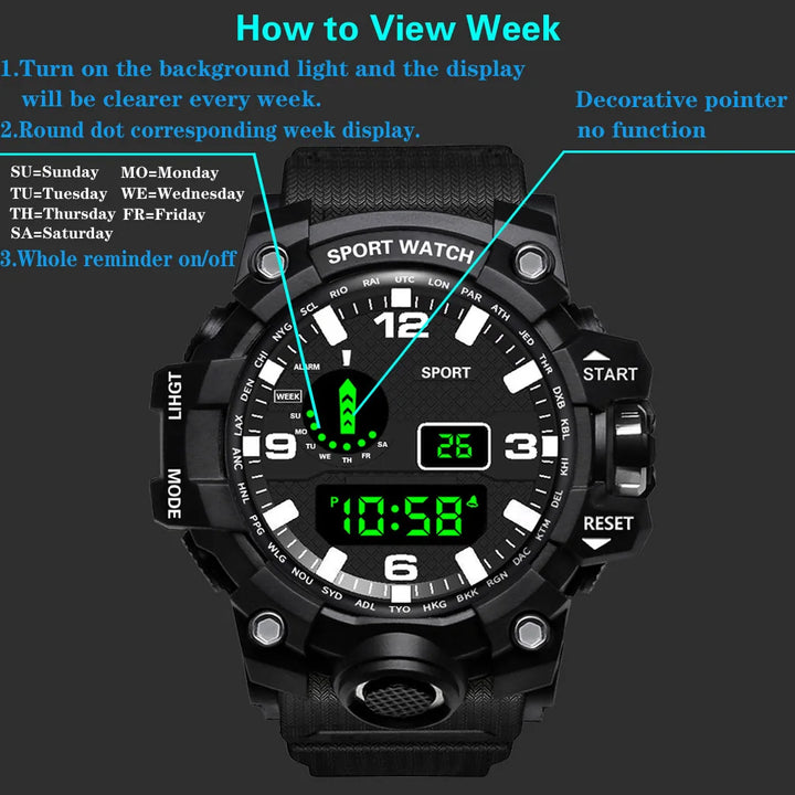 RUBBER Sports Electronic Wristwatch