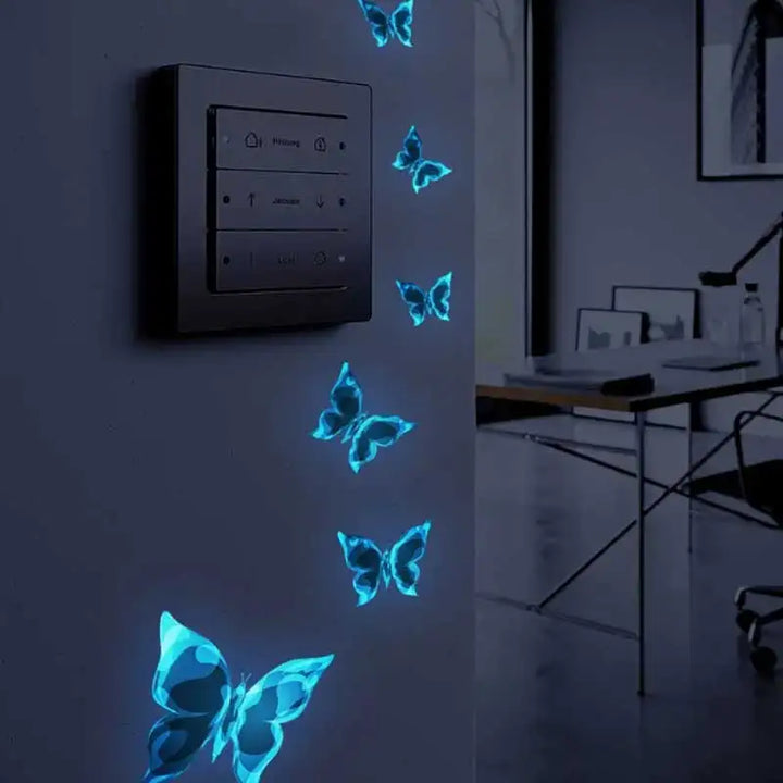 6PC Blue Luminous Small Butterfly