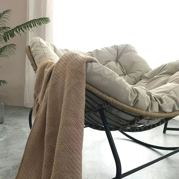 X&D Human Bird Nest Rattan Weaving Rocking Chair