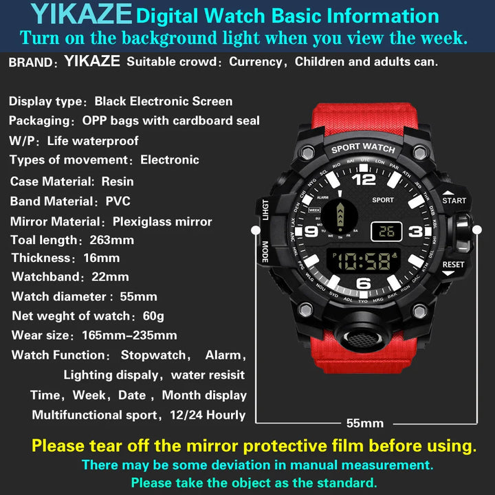RUBBER Sports Electronic Wristwatch