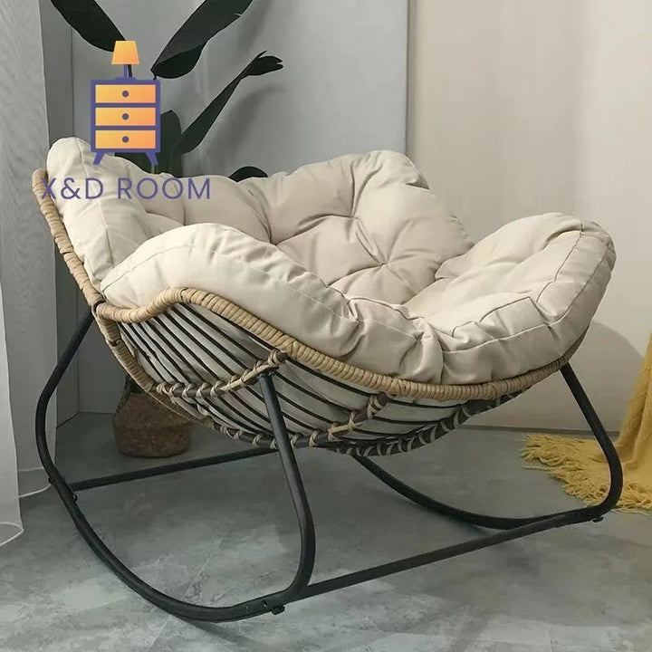 X&D Human Bird Nest Rattan Weaving Rocking Chair