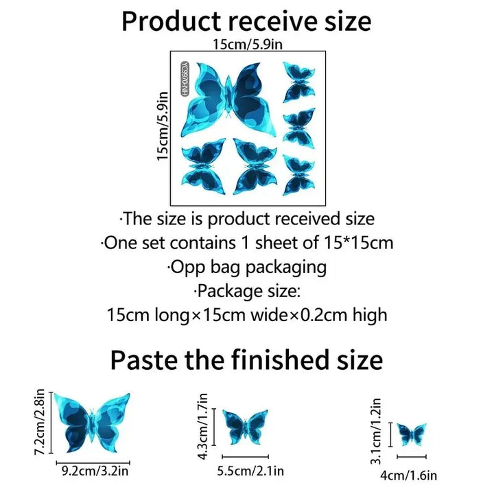 6PC Blue Luminous Small Butterfly