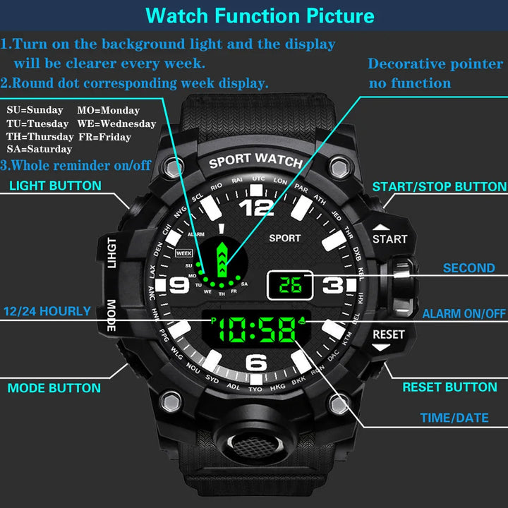 RUBBER Sports Electronic Wristwatch