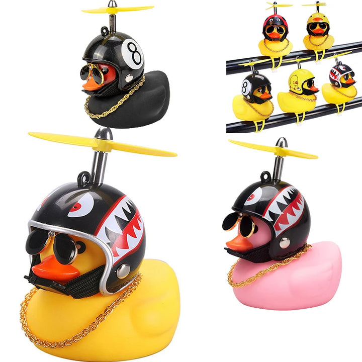 Car Duck With Helmet Broken Wind