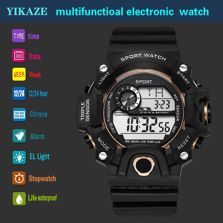 RUBBER Sports Electronic Wristwatch