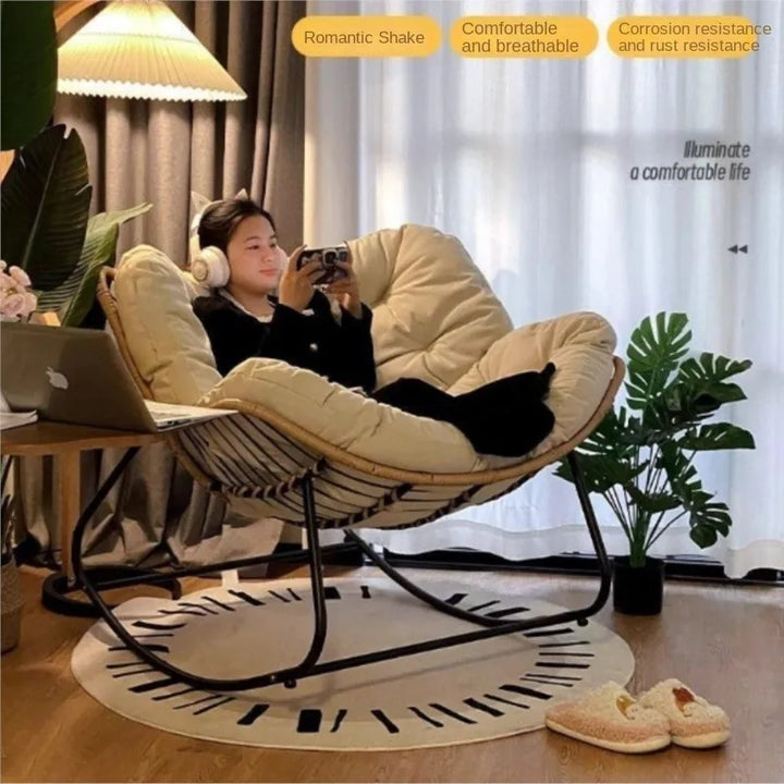 X&D Human Bird Nest Rattan Weaving Rocking Chair